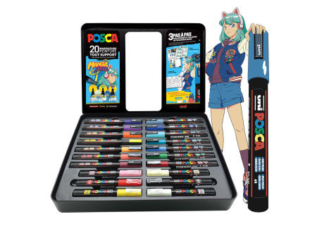 POSCA Marqueur à pigment 'MANGA HERO', mallette métal de 20