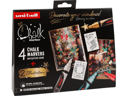 uni-ball Marqueur craie Chalk marker, coffret Noël TRADI