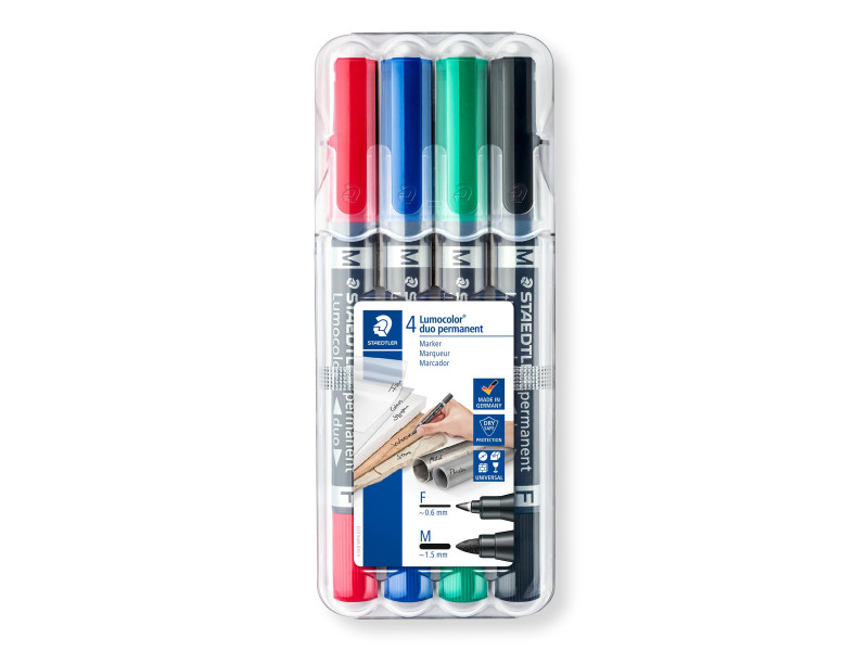 STAEDTLER Marqueur permanent 348 Lumocolor duo, étui de 4