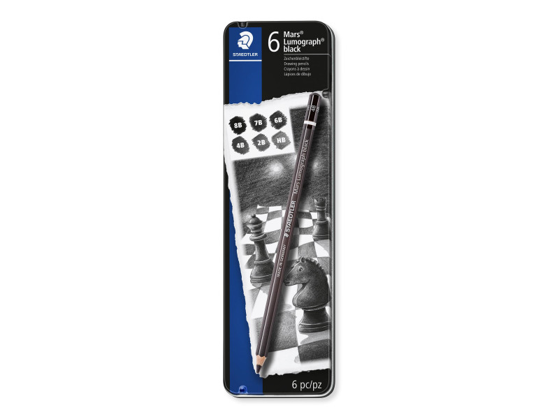 STAEDTLER Crayon Mars Lumograph black, étui métallique de 6