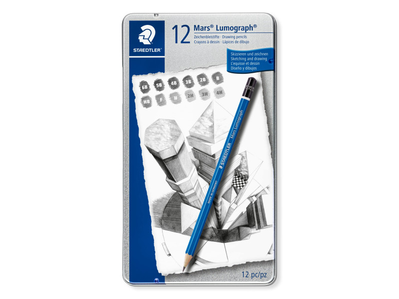 STAEDTLER Crayon 100 Mars Lumograph, étui en métal de 12