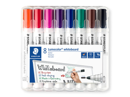 STAEDTLER Marqueur tableau blanc 351 Lumocolor, étui de 8