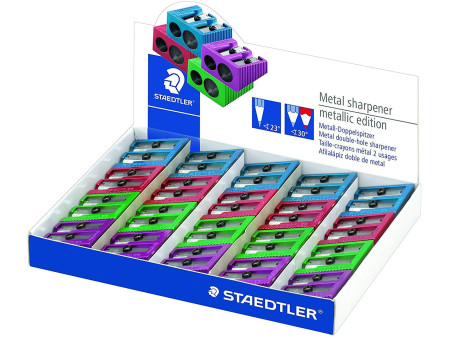 STAEDTLER Taille-crayon à 2 trous Metallic, présentoir de 20