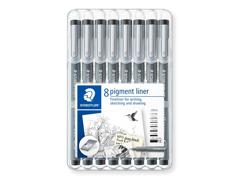 STAEDTLER Feutre à pigment, noir, étui de 8
