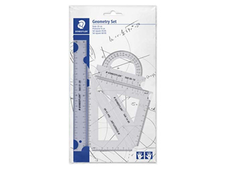 STAEDTLER Kit de géometrie, petit, 4 pièces, transparent