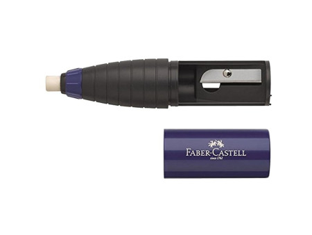FABER-CASTELL Combination gomme-taille-crayons, rouge / bleu