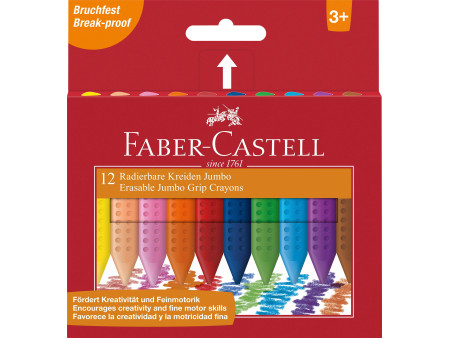 FABER-CASTELL Craies effacables JUMBO, étui carton de 12