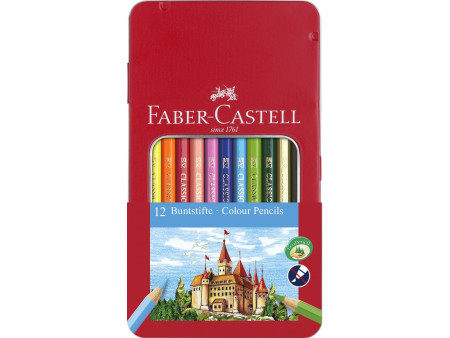 FABER-CASTELL Crayons de couleur CASTLE, étui métal de 12