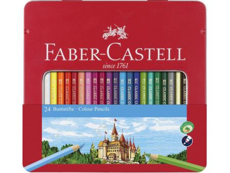 FABER-CASTELL Crayons de couleur CASTLE, étui métal de 24