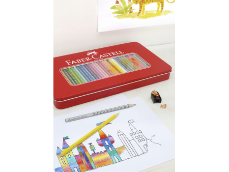 FABER-CASTELL Crayons de couleur CASTLE, étui métal de 24