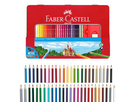 FABER-CASTELL Crayons de couleurs CASTLE, étui métal de 36