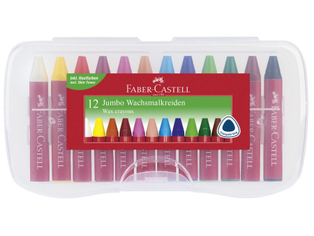 FABER-CASTELL Craies triangulaires à la cire Jumbo, étui 12