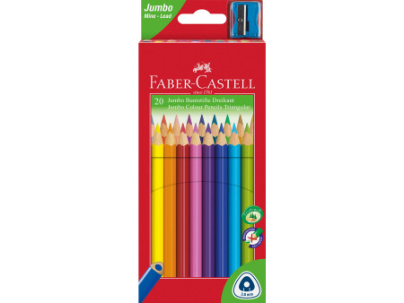 FABER-CASTELL Crayons de couleur Jumbo triangulaire, 20 étui