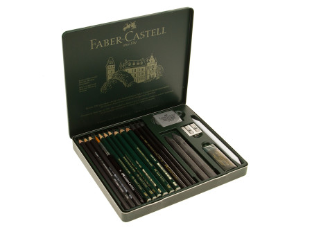 FABER-CASTELL Kit PITT GRAPHITE medium, étui de 19 pièces
