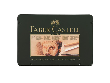 FABER-CASTELL PITT MONOCHROME Set petit, étui de 12 pièces