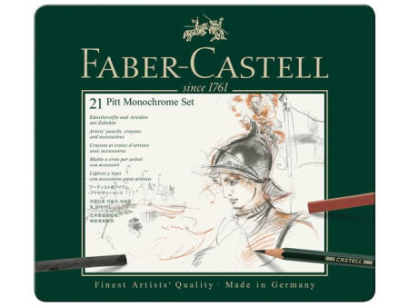 FABER-CASTELL PITT MONOCHROME Set medium, étui de 21 pièces
