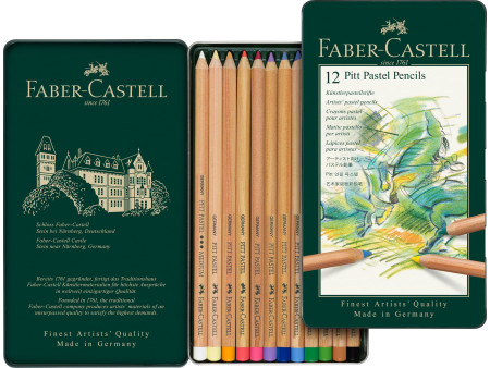 FABER-CASTELL Crayons de couleur PITT PASTELL, étui de 12 en