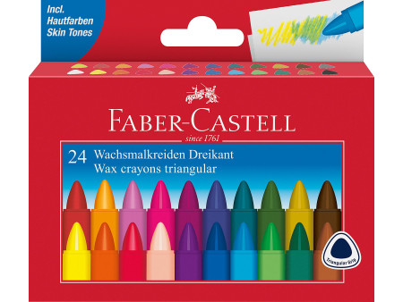 FABER-CASTELL Craie à la cire triangulaire, étui de 24