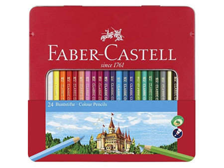 FABER-CASTELL Crayons de couleurs CASTLE, étui métal de 48