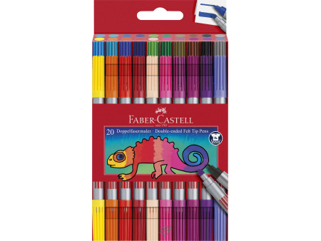 FABER-CASTELL Feutre double pointe, étui de 20