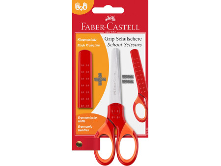 FABER-CASTELL Ciseaux scolaires GRIP, en blister, rouge