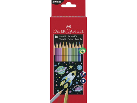 FABER-CASTELL Crayons de couleur hexagonaux métallique, étui