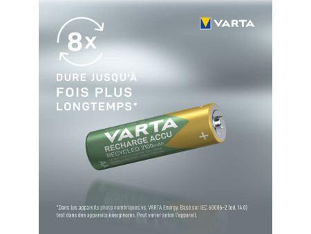 VARTA Pile NiMH 'RECHARGE ACCU Recycled', Micro AA, 2100 mAh