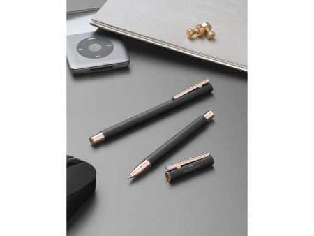 FABER-CASTELL Stylo plume NEO Slim métal, noir/rose, F