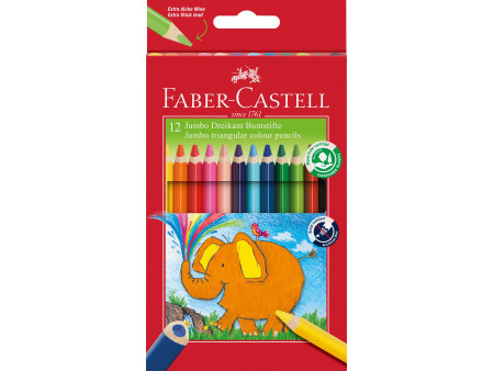 FABER-CASTELL Crayons de couleur triangulaire Jumbo, étui 12