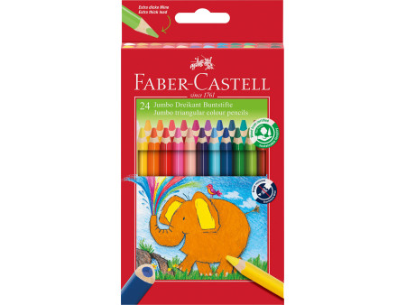 FABER-CASTELL Crayons de couleur triangulaire Jumbo, étui 24