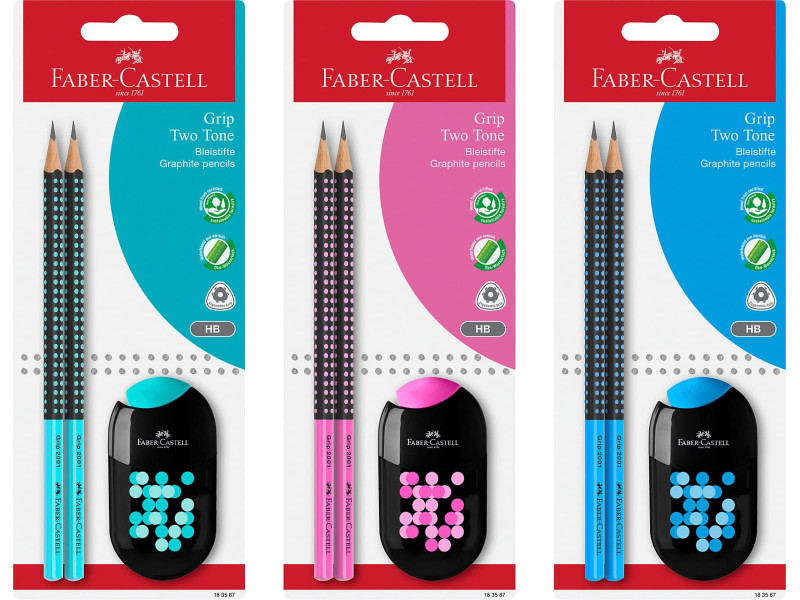 FABER-CASTELL Kit d'écriture GRIP TWO TONE, carte blister