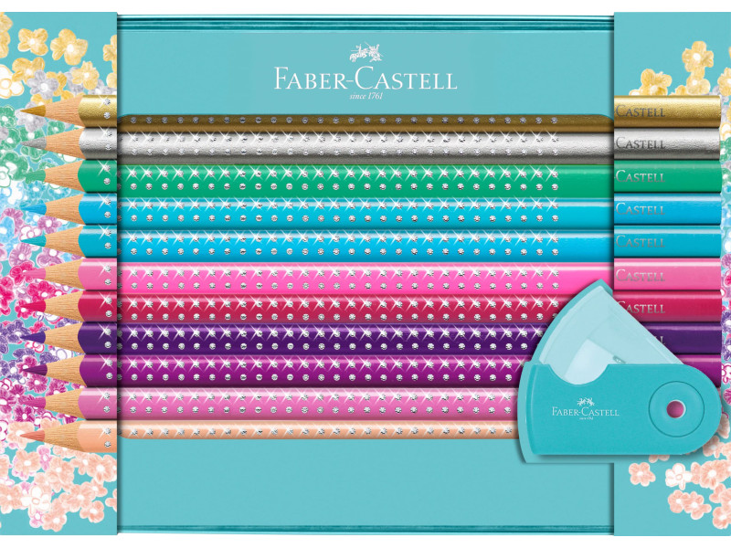 FABER-CASTELL Crayon couleur triangle GRIP SPARKLE, étui