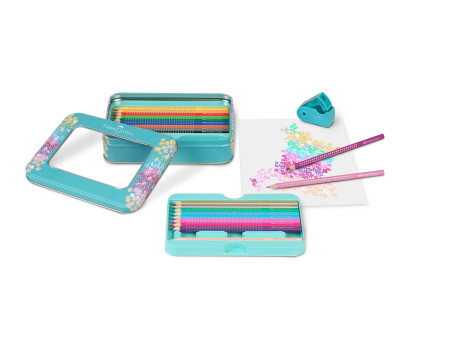 FABER-CASTELL Crayon couleur triangle GRIP SPARKLE, étui