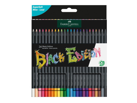 FABER-CASTELL Crayon de couleur Black Edition, étui de 24