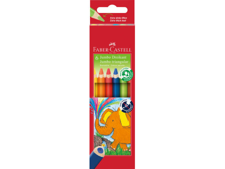 FABER-CASTELL Crayons de couleur triangulaire Jumbo, étui 6