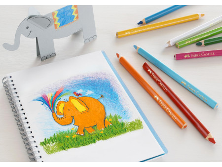 FABER-CASTELL Crayons de couleur triangulaire Jumbo, étui 6