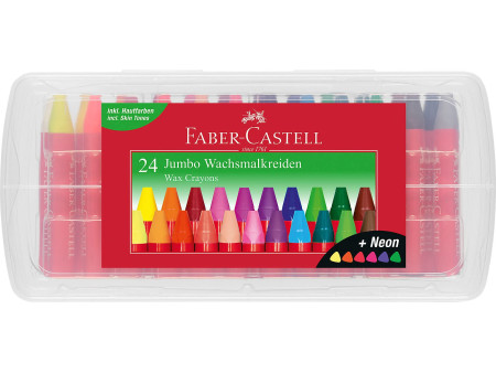 FABER-CASTELL Craies triangulaires à la cire Jumbo, étui 24