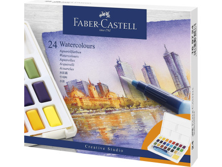 FABER-CASTELL Peinture aquarelle en godets, étui de 24