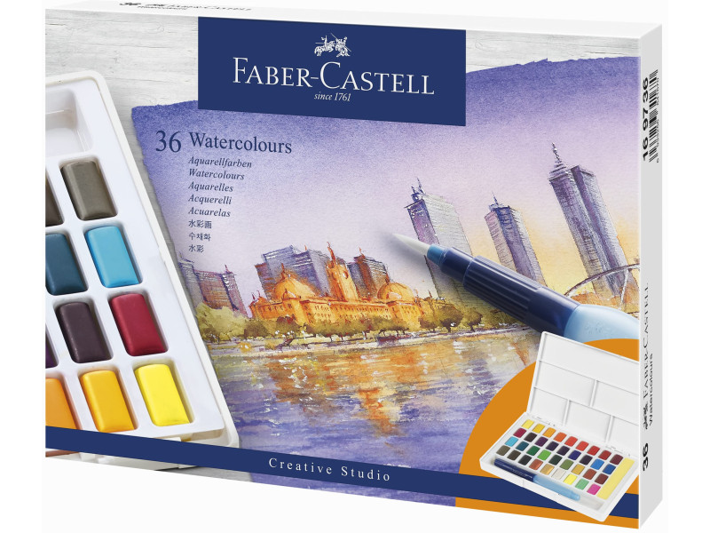 FABER-CASTELL Peinture aquarelle en godets, étui de 36