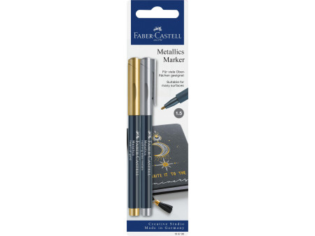FABER-CASTELL Marqueur Metallics, carte blister de 2