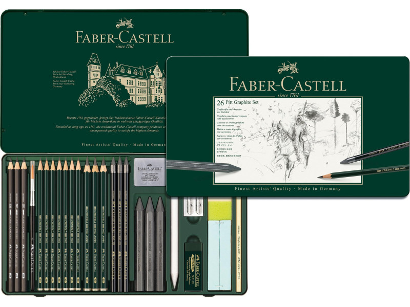 FABER-CASTELL Set crayons PITT GRAPHITE, étui de 26 pièces