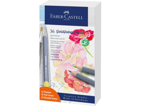 FABER-CASTELL Crayon GOLDFABER Aquarelle, boîte métal de 36