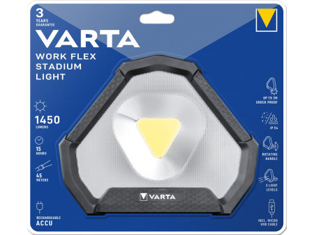VARTA Lampe de travail rechargeable Work Flex Stadium Light