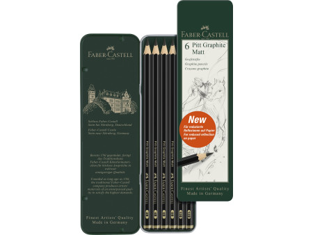 FABER-CASTELL Crayon graphite PITT GRAPHITE Matt, étui de 6
