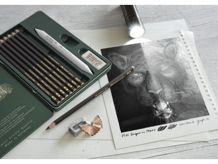 FABER-CASTELL Kit PITT GRAPHITE Matt, étui de 11 pièces