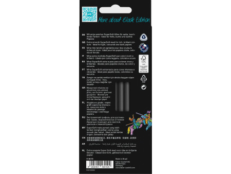 FABER-CASTELL Crayon de couleur Black Edition, étui de 12