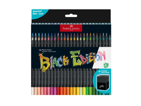 FABER-CASTELL Crayon de couleur Black Edition, étui de 50