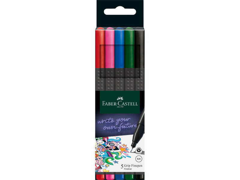 FABER-CASTELL Feutre pointe fine GRIP FINEPEN, étui de 5