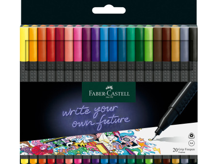 FABER-CASTELL Feutre pointe fine GRIP FINEPEN, étui de 20