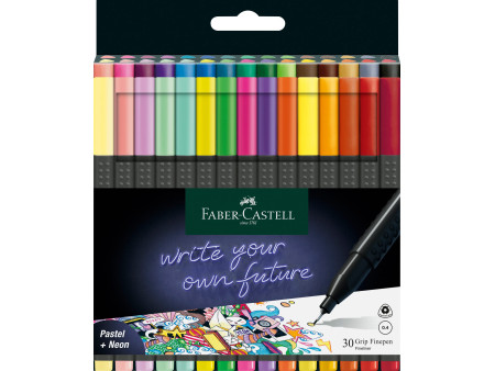 FABER-CASTELL Feutre pointe fine GRIP FINEPEN, étui de 30